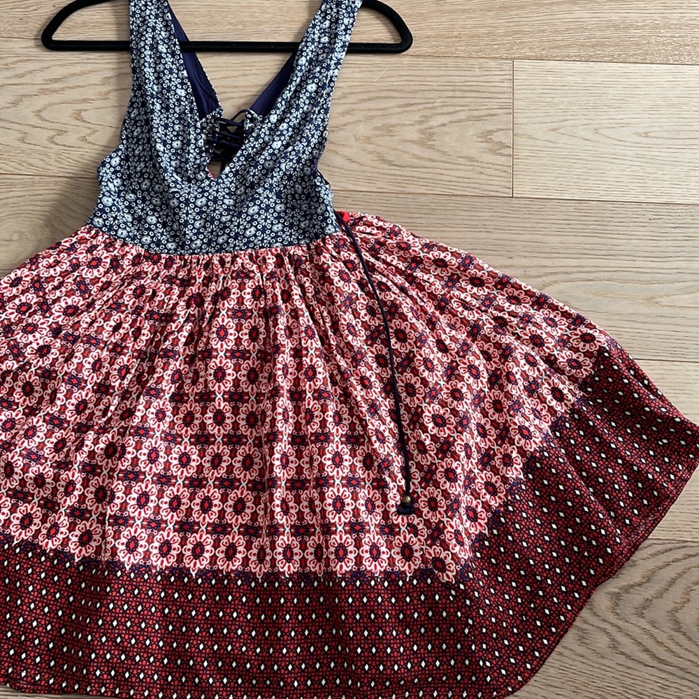 Lulu's Multicolor Printed Mini Dress with Deep V-Neck - Picture 3 of 8